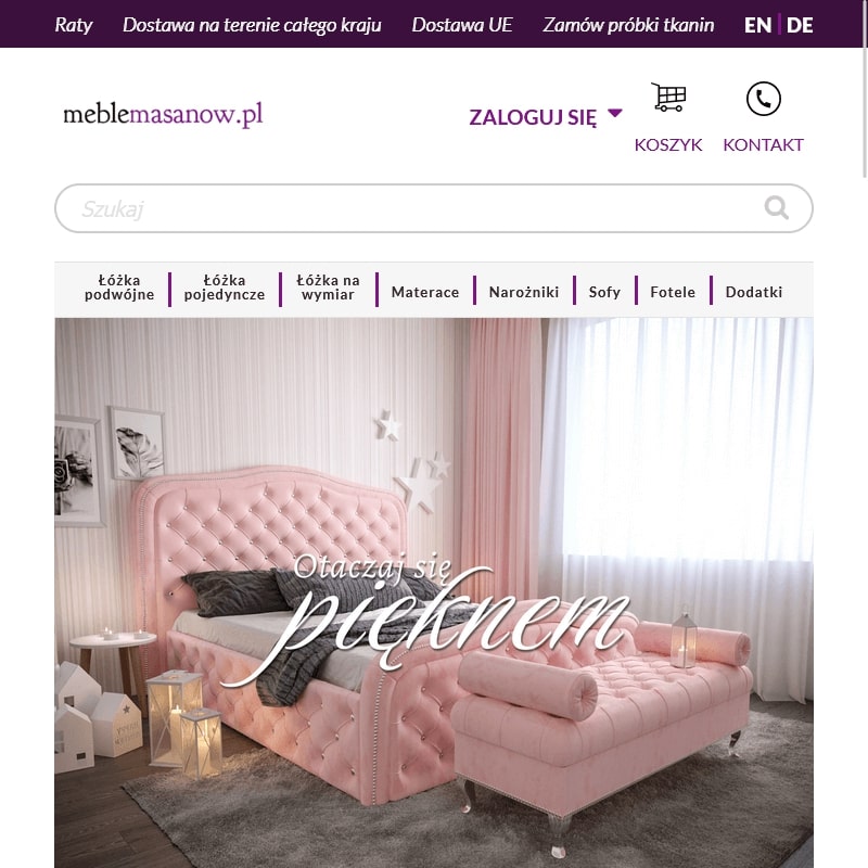 Łóżko tapicerowane kryształki