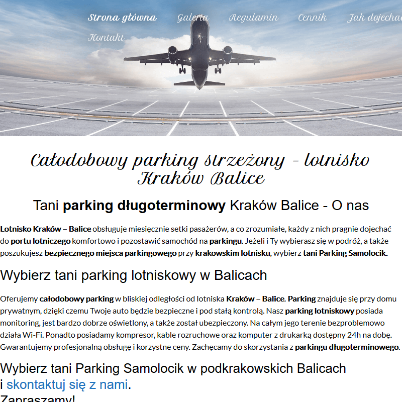 Lotnisko parking prywatny - Kraków