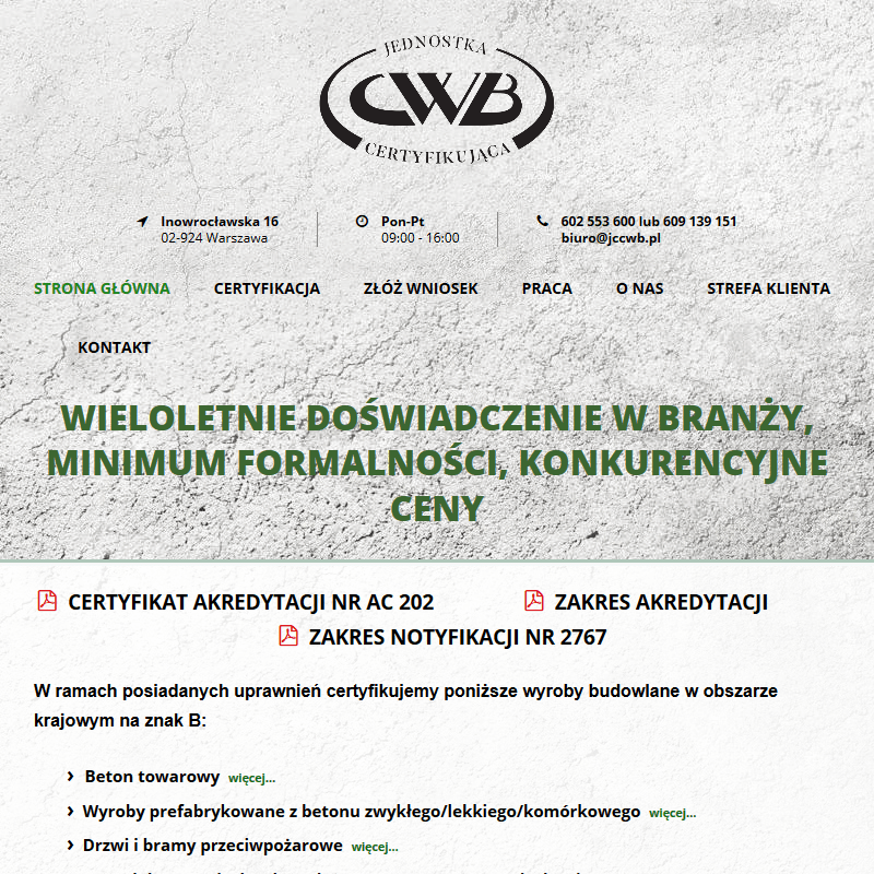 Jednostka certyfikująca cwb - Warszawa